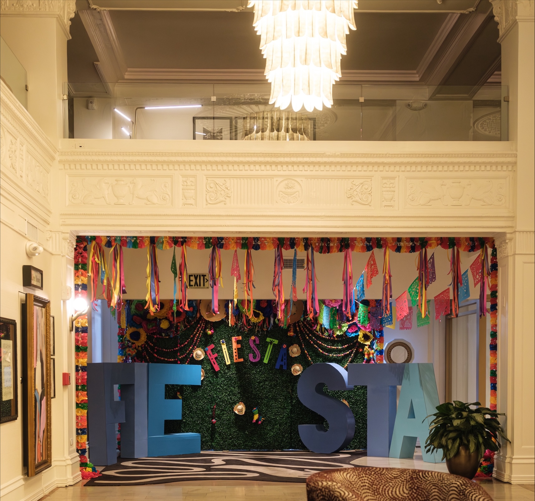 Fiesta lobby photo-op display at The Gunter Hotel